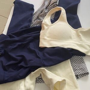 Cream and Navy Activewear Set